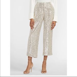 Express High Waisted Sequin Cropped Trouser Pant